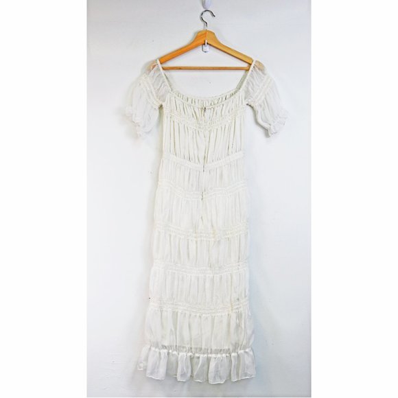 Revolve Smocked Tier Off Shoulder Sheer Maxi Dress - Picture 3 of 8